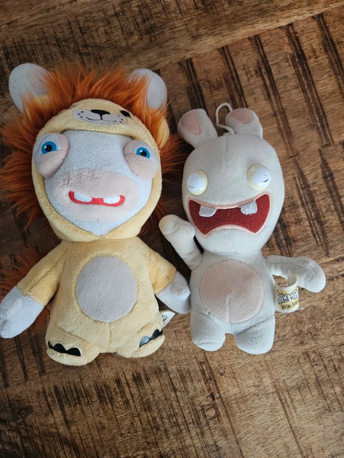 2 peluche lapin cretin