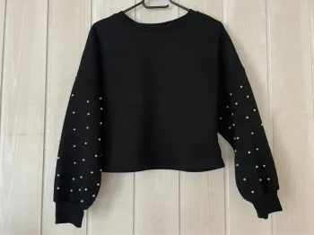 Sweat crop noir perles - Shein - XS