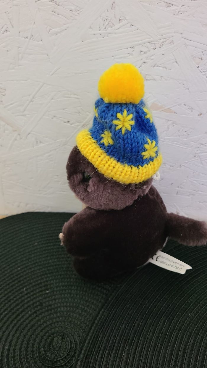 Doudou peluche marmotte bonnet sport d'hiver press me Roda accroche 22 cm - photo numéro 4