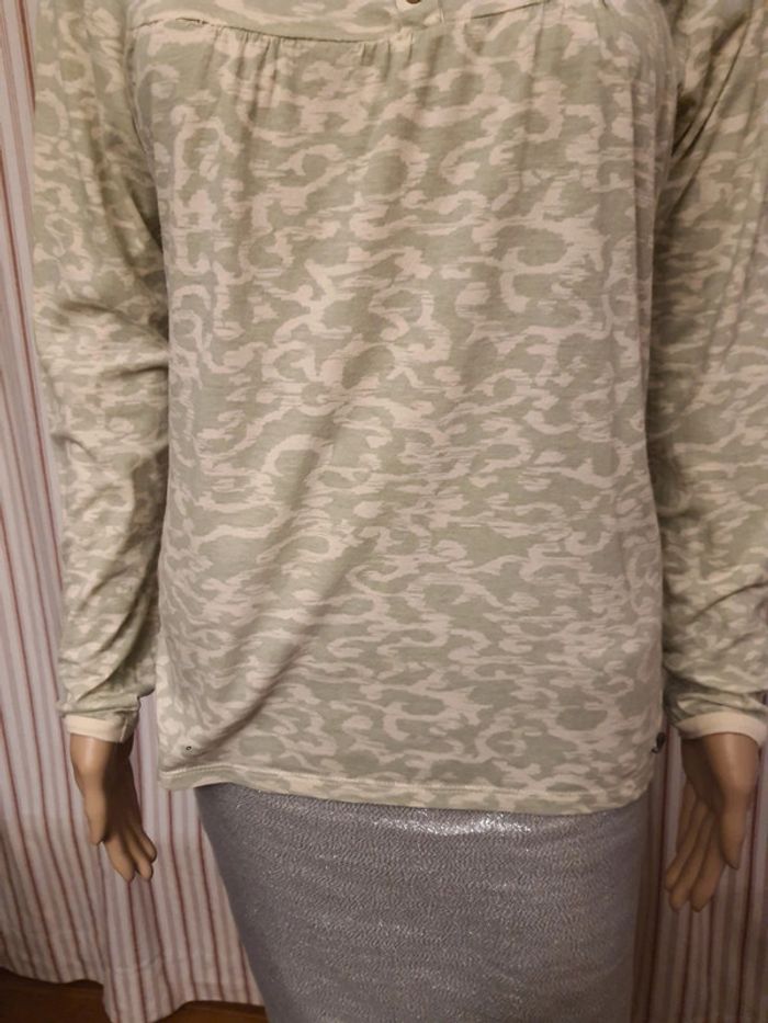 Jolie T-shirt femme vert/beige Carrera taille S - photo numéro 7