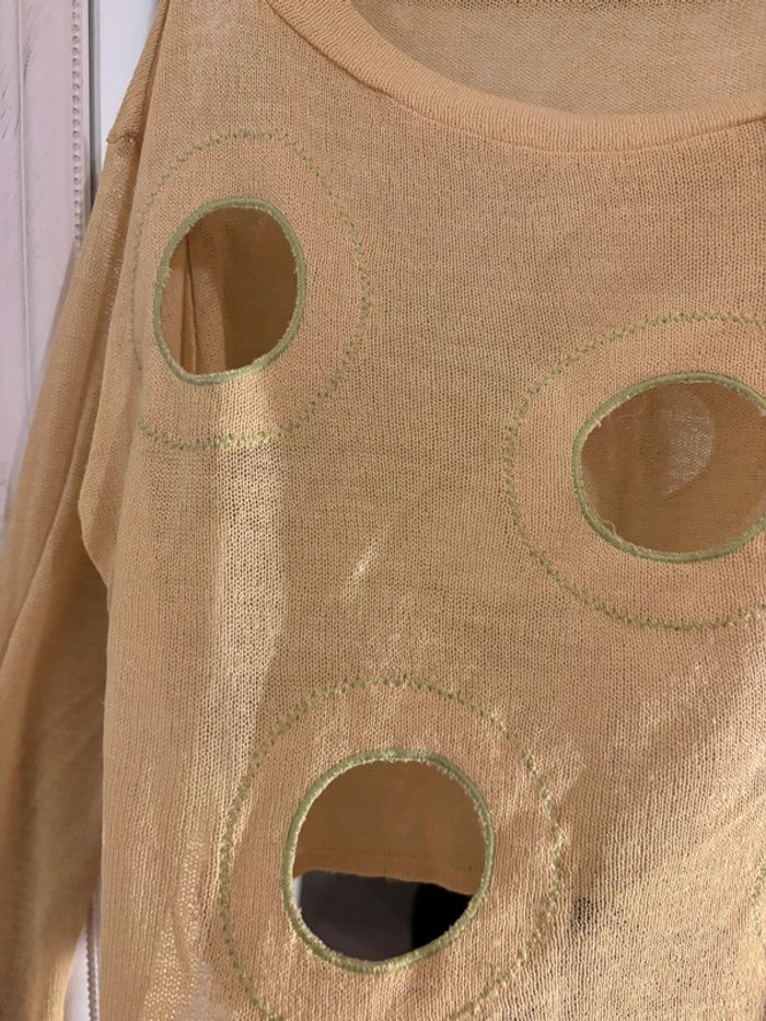 Pull ajouré jaune clair Lunatisme – look original - photo numéro 3