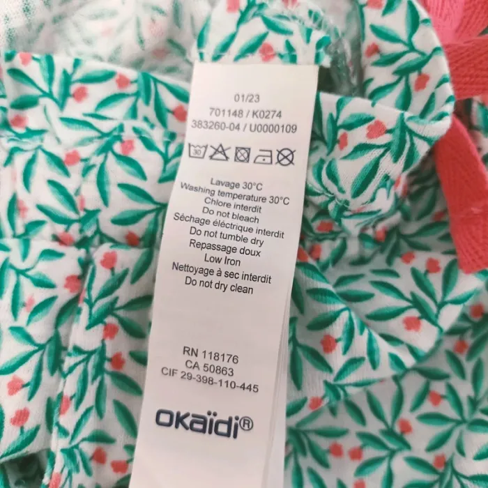 Short Okaïdi 5 ans - Coton bio - motifs floral fleurs rose et bleu turquoise - Neuf A194 - photo numéro 6