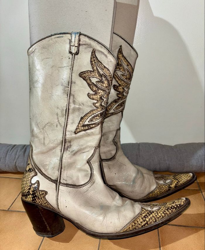 Santiag beige en cuir - photo numéro 5