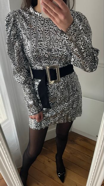 Robe argenté Zara à perles plates - Taille S 