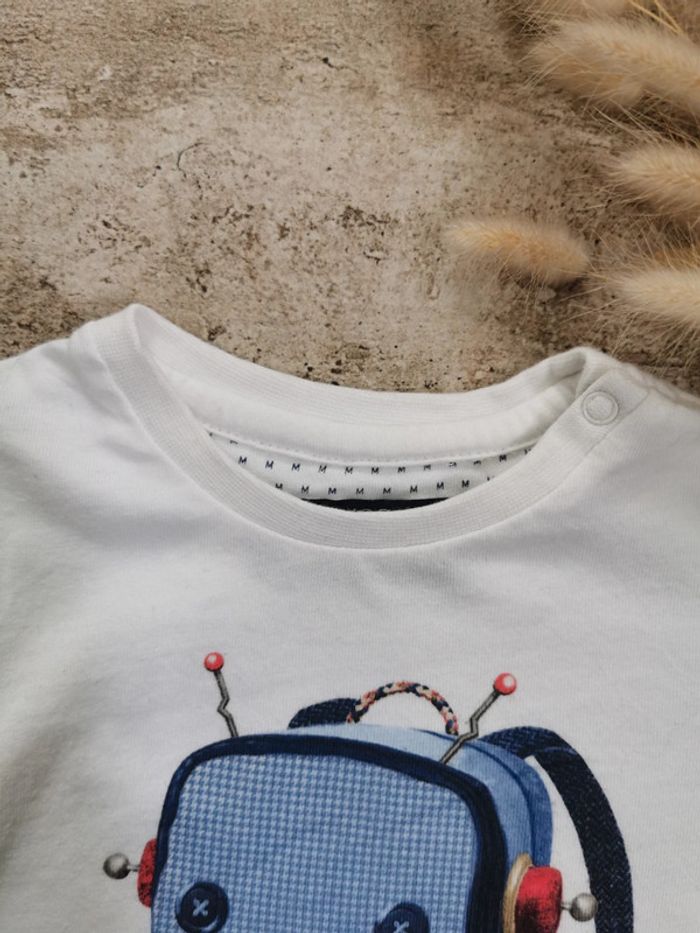 🌺Teeshirt blanc Robo manche longues Mayoral 9mois - photo numéro 5