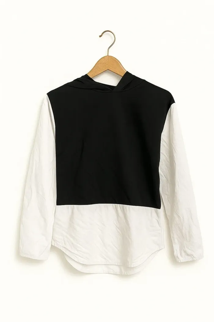 🖤 Pull-chemise bicolore original – Taille XL