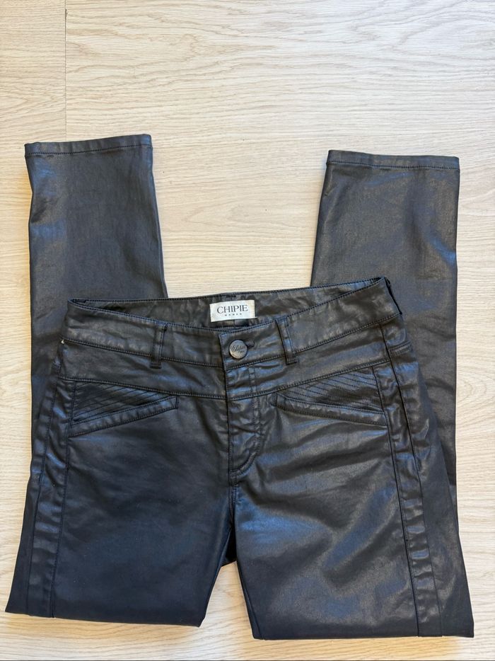 Pantalon similicuir slim  noir chipie taille 34 XS - photo numéro 2