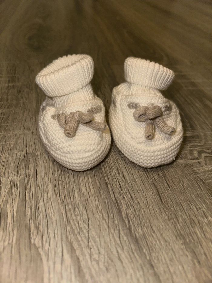 Chaussons bébé écru T0 prema/1mois