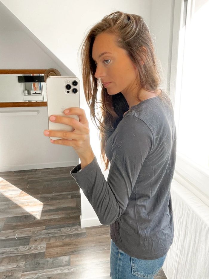 Haut manches longues gris foncé Zara - photo numéro 3