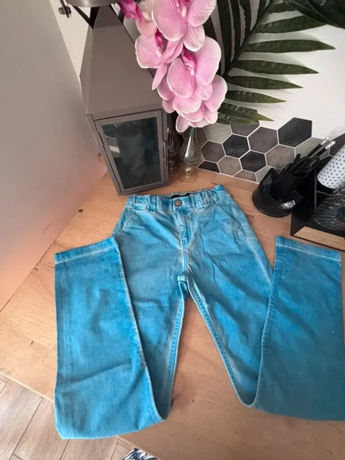 Pantalon Slim motif léger tie & Die turquoise • Ikks • 10 ans
