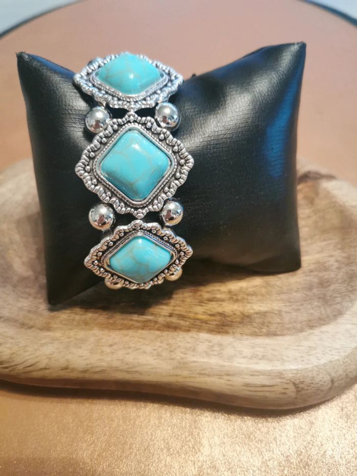 Bracelet femme style cowboy country turquoise