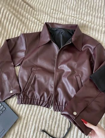 Veste courte similicuir bordeaux M