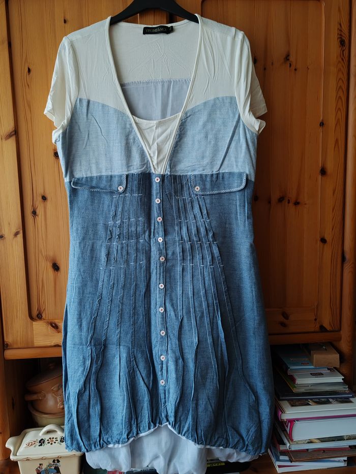 Robe jean bi matiere