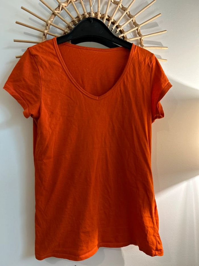 T-shirt en coton, orange, corail, mango - photo numéro 2