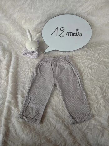 Pantalon léger Mixte 12 mois rayé 100% coton