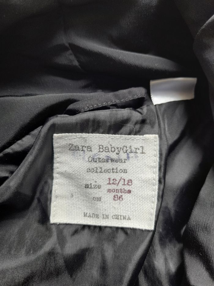 Manteau fille zara kid  12/ 18 mois - photo numéro 3