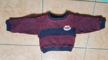 Pull garçon 2 ans bleu et rouge Dinou