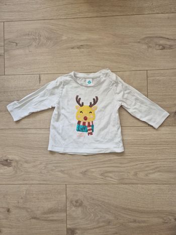 T-shirt bébé manches longues avec renne 6 mois