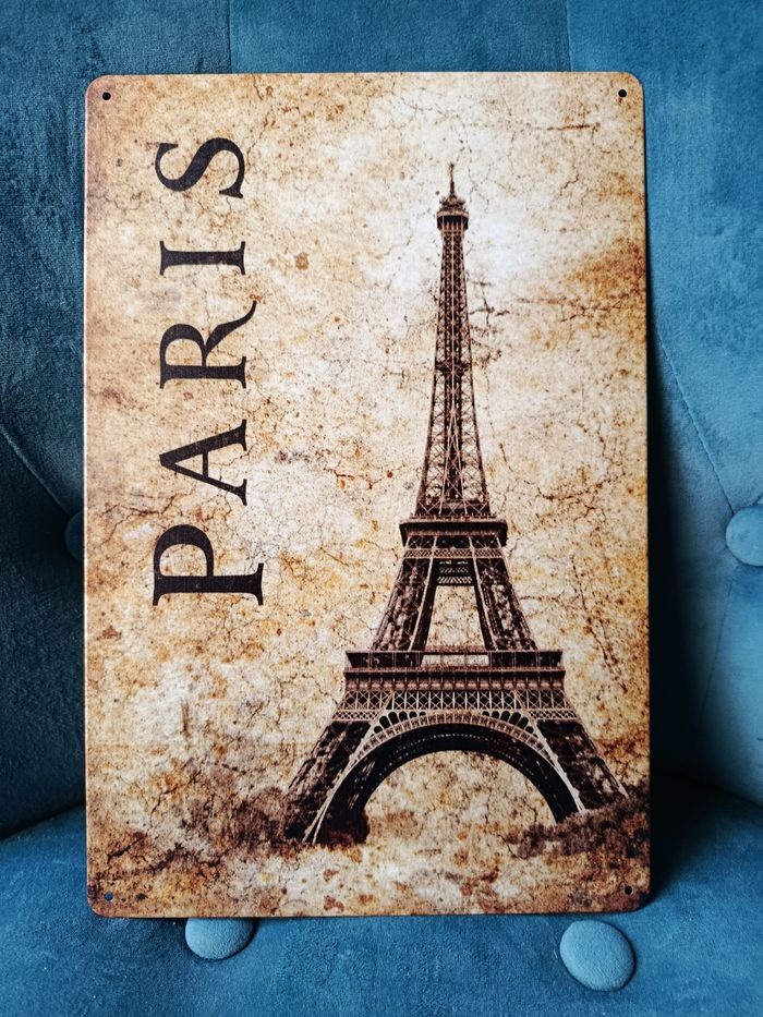 Plaque métal décoration Paris tour eiffel neuve 20x30cm