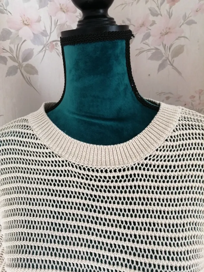 Pull beige crème en maille ajoutée / calliope / (L) - photo numéro 3