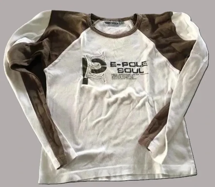 👕 T-shirt manches longues garçon 12 ans East Pole – blanc & marron