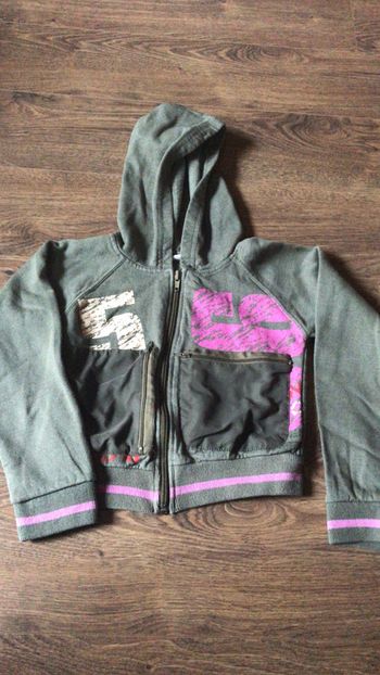 Veste survêtement kaki et rose 5/6 ans