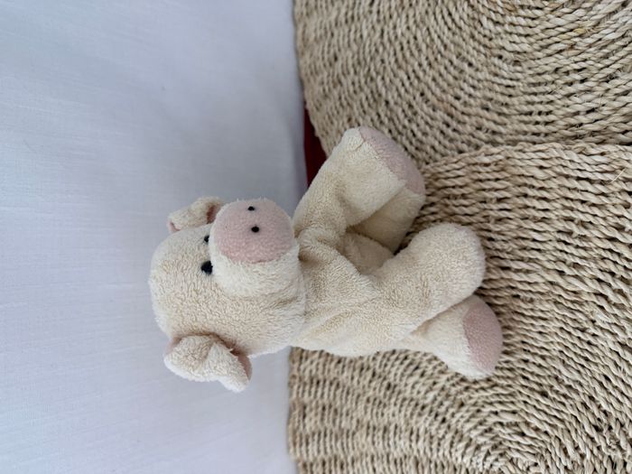 Peluche cochon beige micro billes 18 cm (CEMO) - photo numéro 4