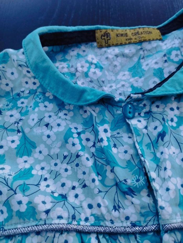 Blouse en tissu liberty mitsi menthe taille 4 ans - photo numéro 2