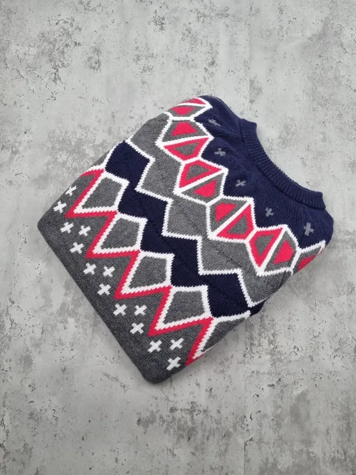 Robe pull grise à motifs géométriques Tommy Hilfiger – Taille XS Femme (mesures en photos)
