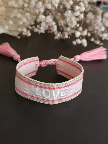 Bracelet tissu love rose