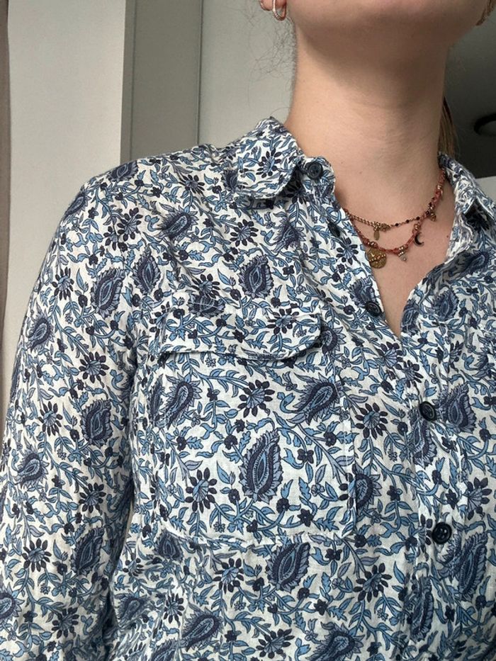 Chemise 100% lin à motifs – Monoprix – Taille 38 - photo numéro 3