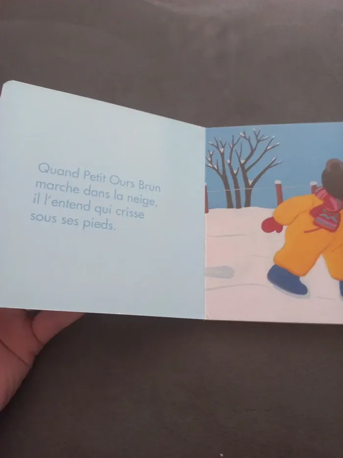 Livre cartonné petit ours brun joue dans la neige - photo numéro 4