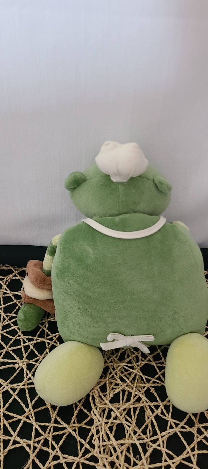 doudou peluche ours chat vert cuisinier les petits sablés dpam - - photo numéro 4