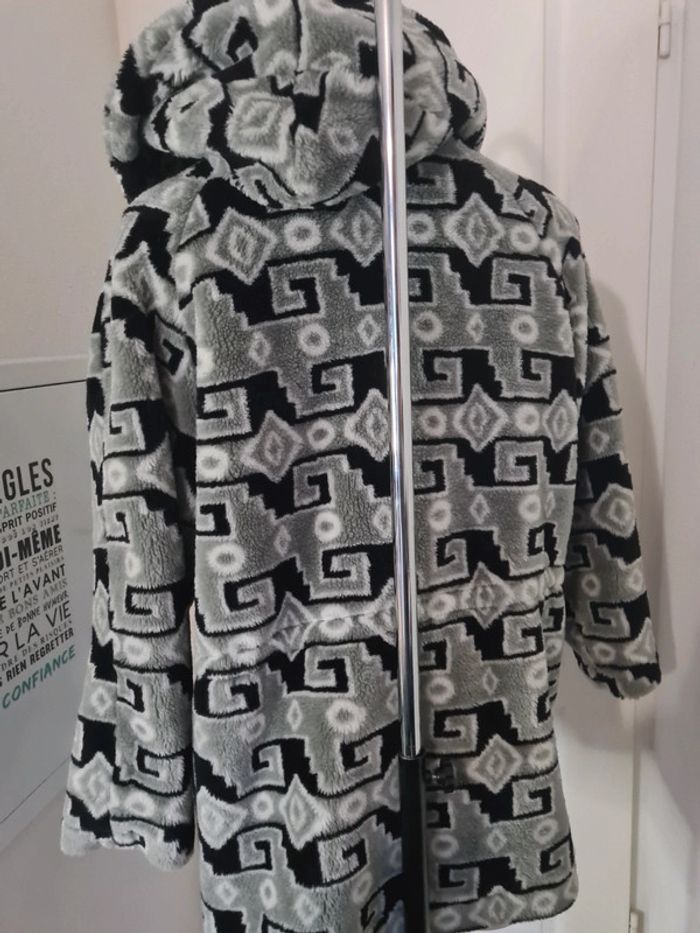 Manteau à capuche vintage fourrure imprimée - photo numéro 3