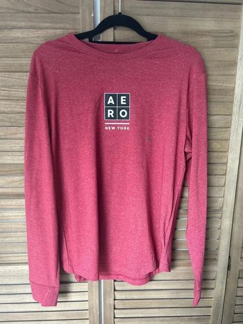 T shirt à manche rouge chiné aéropostale
