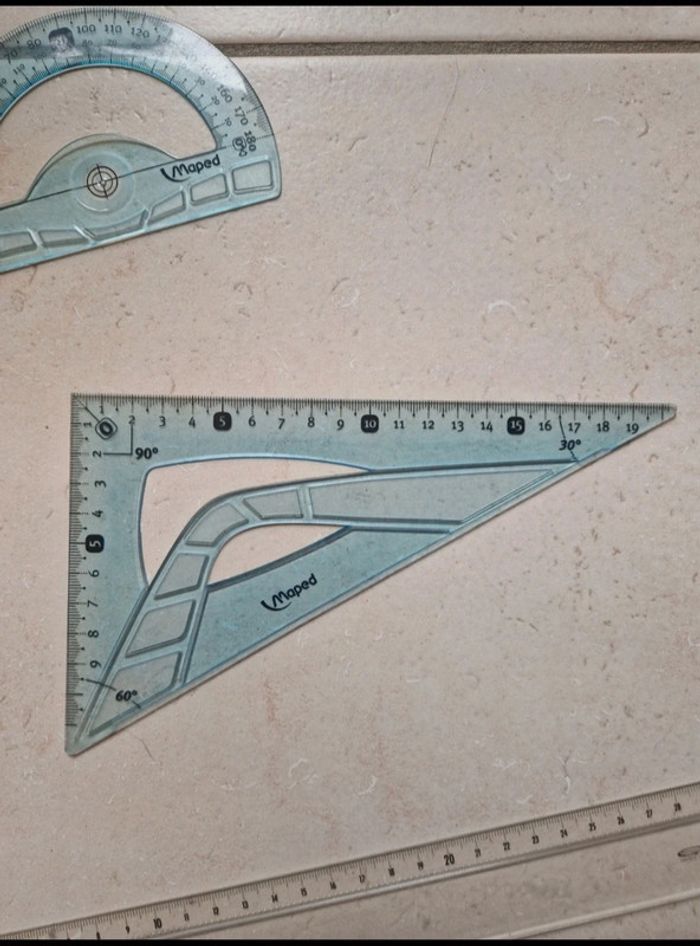 Lot de 4 accessoires de géométrie compas, règle, équerre et rapporteur maped - photo numéro 3
