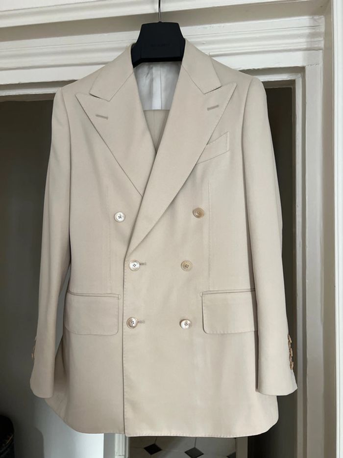 Tailleur pantalon crème en soie veste croisée 6 boutons - Suitsupply - photo numéro 8
