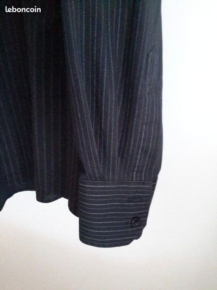 Chemise homme noir/rayures marron Cerrer - T2 - très bon état - photo numéro 2