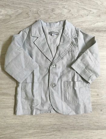Veste grise lin et coton 12mois (Vertbaudet)