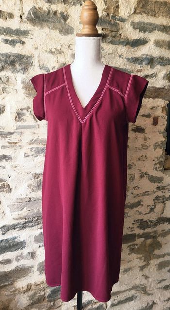 Robe manches courtes bordeaux prune Rue des Abbesses taille 3 ou 38 40
