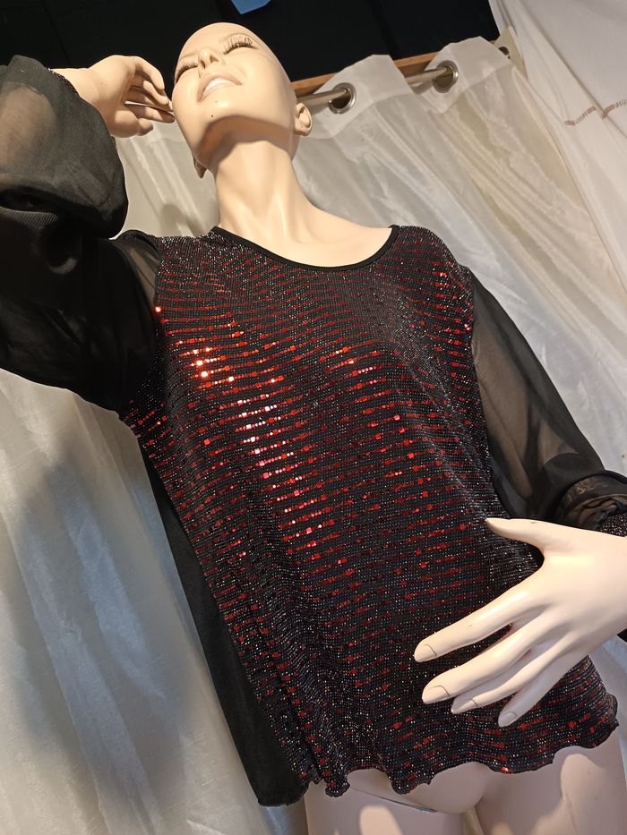 tunique noir rouge Anna Louxa 480*Spécial FETE* réf R460 S1 - photo numéro 4