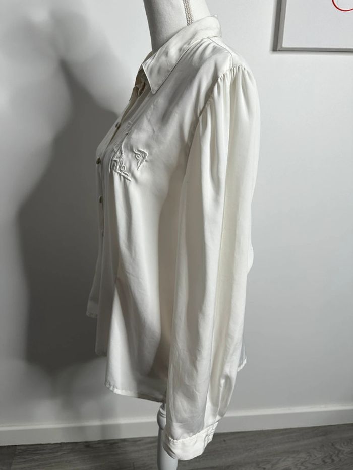 Chemisier blanc crème satiné Carole Richard Vintage T46 3XL - photo numéro 4