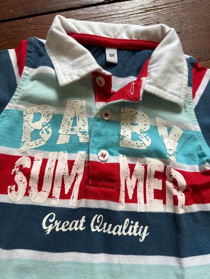 Ensemble short rouge+polo manches courtes 6 mois - photo numéro 4