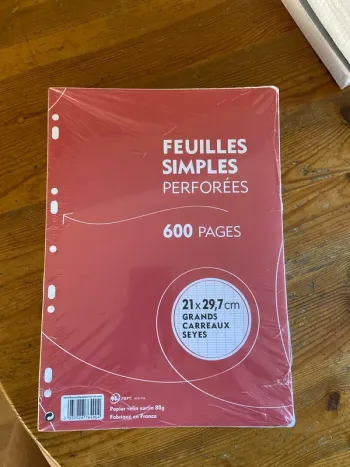 Paquet de feuilles de classeur simples