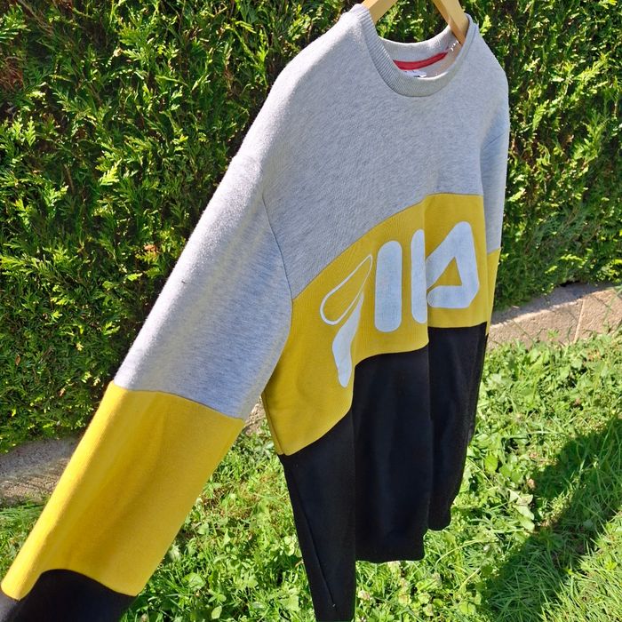 Pull / Sweat Homme Garçon Femme col Rond Fila Noir Jaune Gris - photo numéro 4