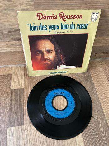 Vinyle 45 tours-Démis Roussos-Loin des yeux loin du coeur