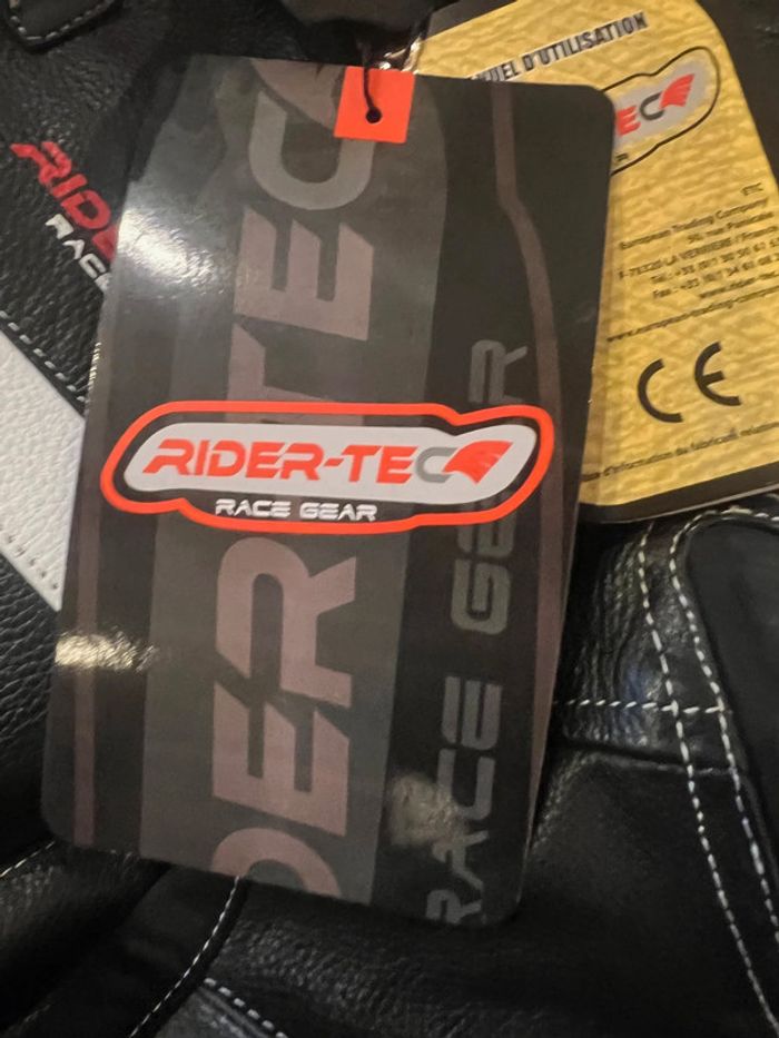 combinaison rider-tec neuf moto course cuir integral taille xl protections coudes épaules dorsale - photo numéro 8
