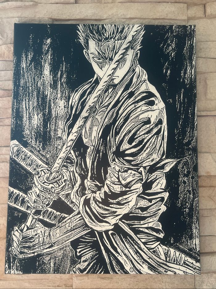 Tableau Zoro sabres One Piece en toile 30x40cm