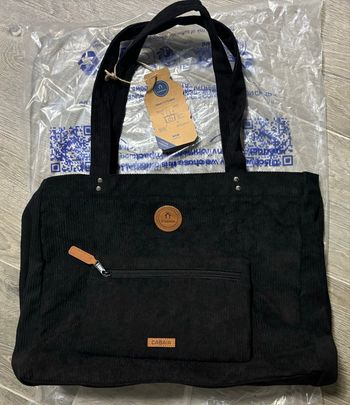 Sac tote bag grand cabas Cabaïa Brighton noir velours