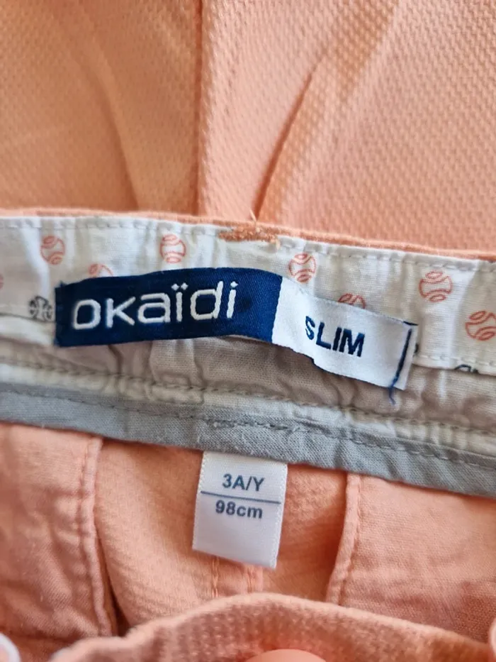 Short slim mixte 3 ans Okaïdi orange corail coton élasthanne - photo numéro 6